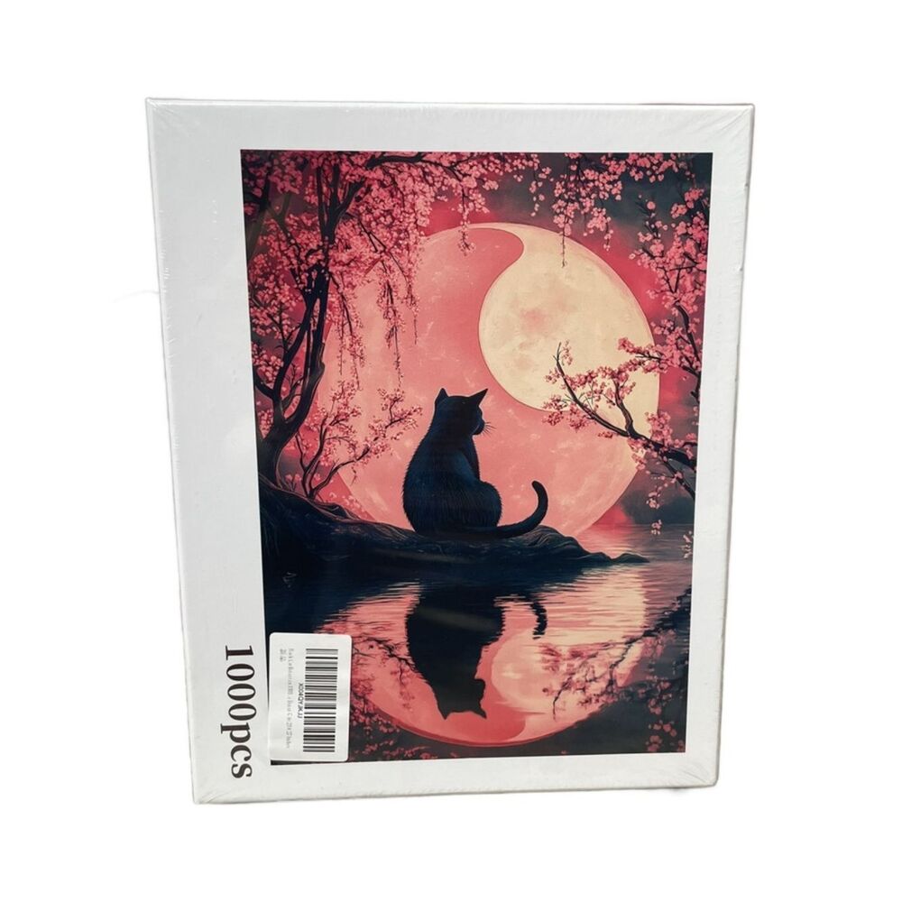 Cat & Moon 1000 Piece Jigsaw Puzzle - Pink & Orange Landscape Designs *New*